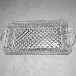 VINTAGE 1960s WEXFORD ANCHOR HOCKING CRANBERRY/RELISH TRAY RECTANGLE 9.75"